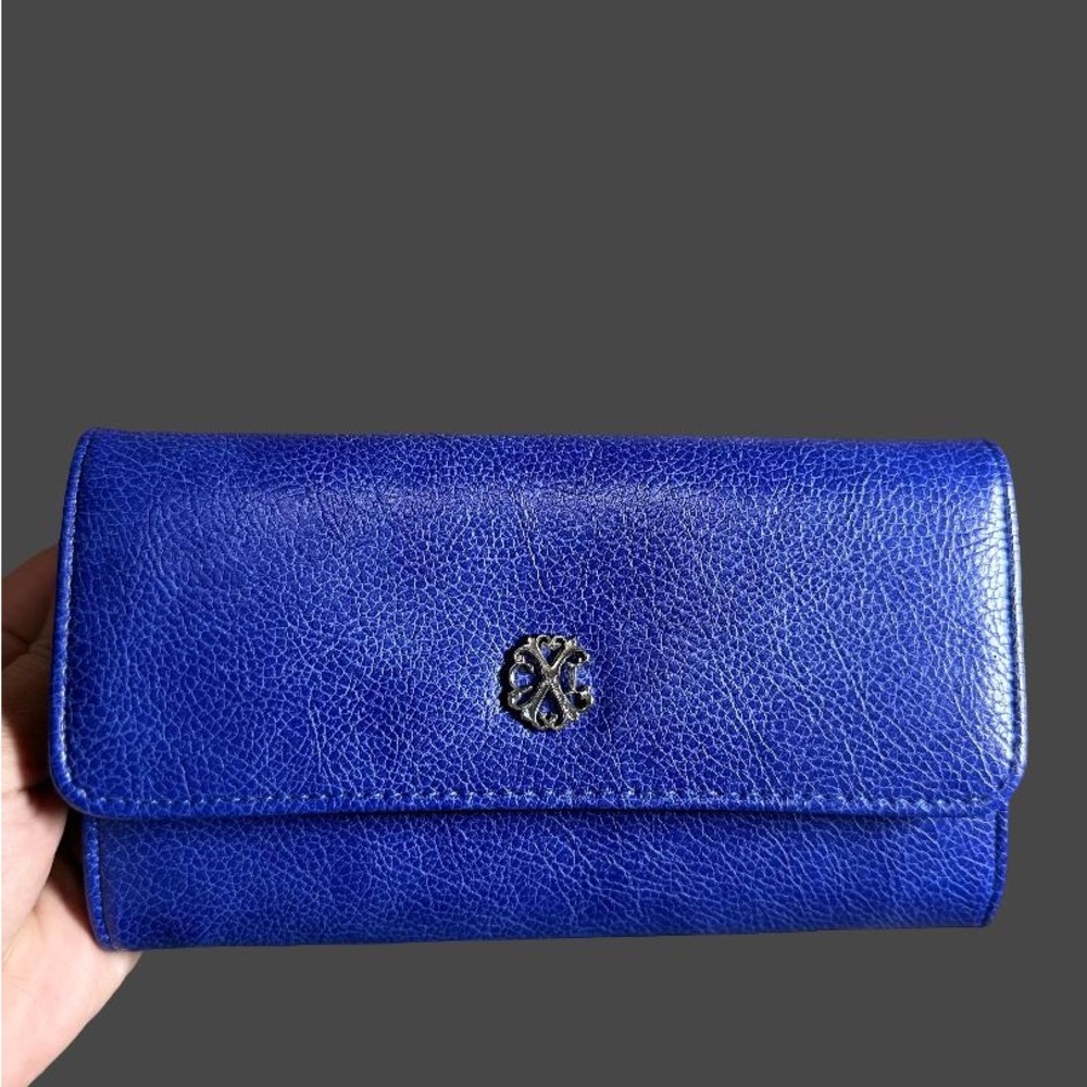 Elegant Blue Leather Clutch